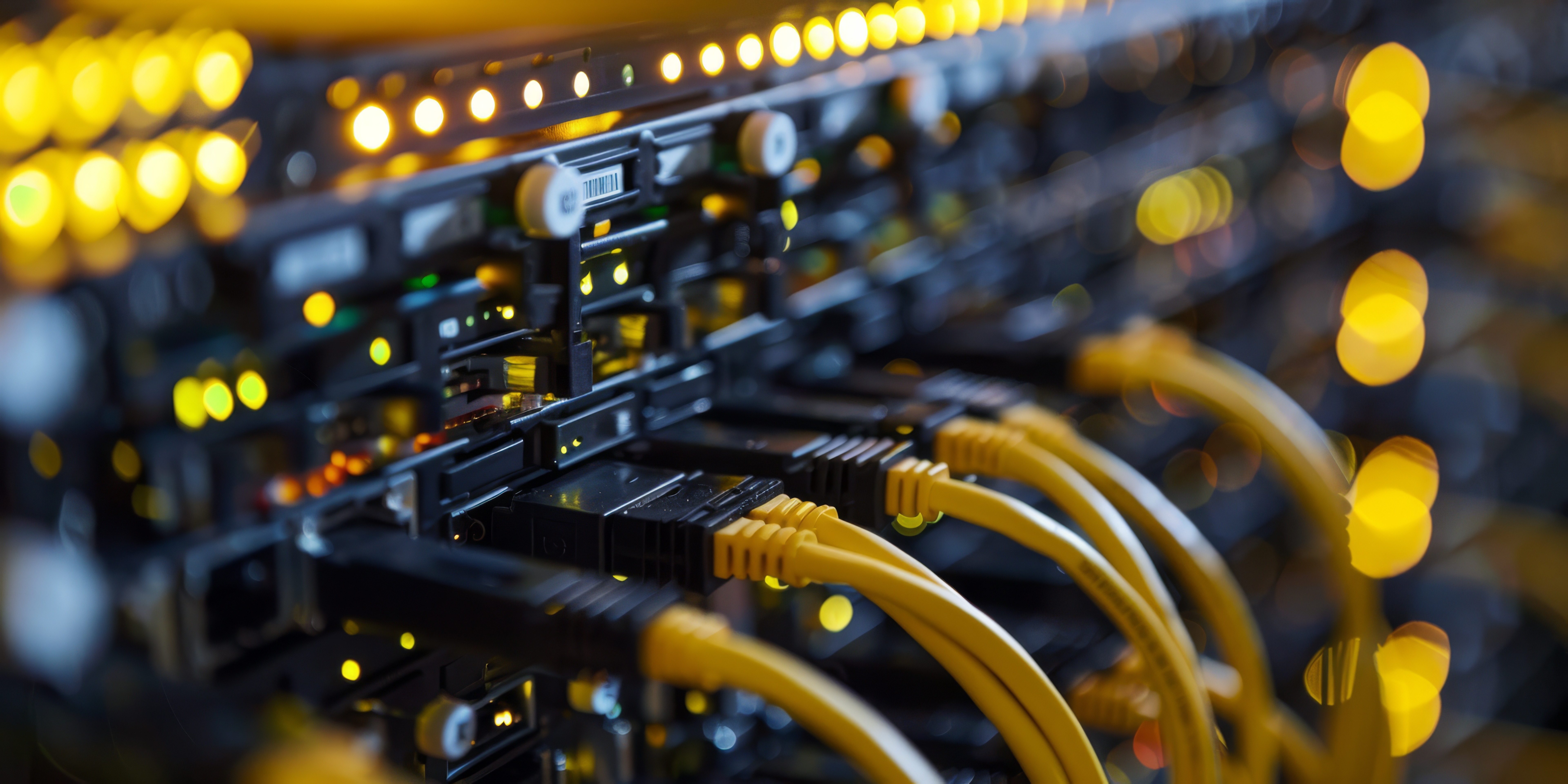 Network Servers with Cables in Data Center